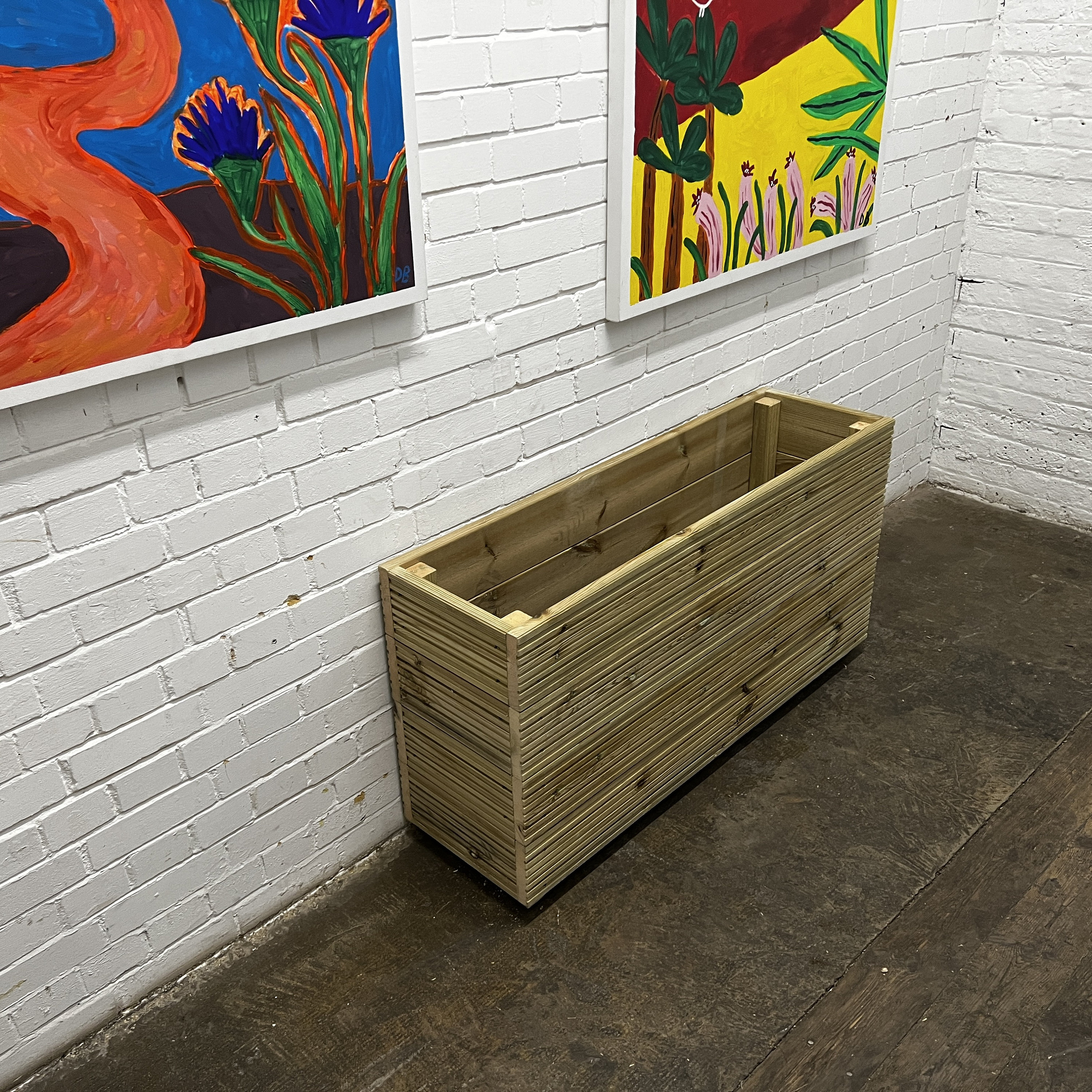 XL Wooden Decking Planter Trough: 120cm Wide, 63cm Tall Herb Box