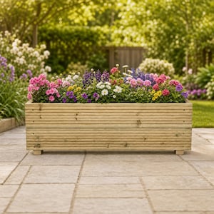 Large Garden Wooden Decking Patio Planter Trough Herb Garden