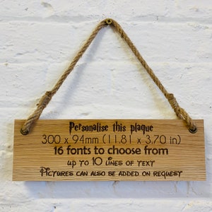 Personalised Solid Oak Wooden Plaque Sign small and large bespoke, birthday, fathers day, mothers day, gift, unique gifts, man cave