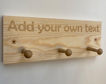 Coat Rack, Kid's Clothes Peg Rack, Personalised Wall Hooks, Boys Room Peg Rack, Nursery Wall Decor 31 x 11.5cm (12" x 4.5") - Berlin S Font