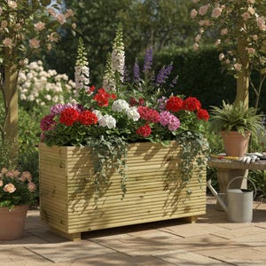 Large Garden Wooden Decking Patio Planter Trough Herb Garden 3 Board