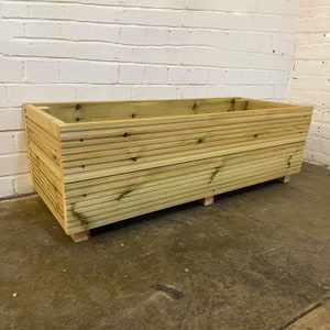 Large 120cm Garden Wooden Decking Patio Planter Trough Herb Garden - 4ft