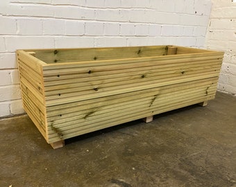 Large 120cm Garden Wooden Decking Patio Planter Trough Herb Garden - 4ft