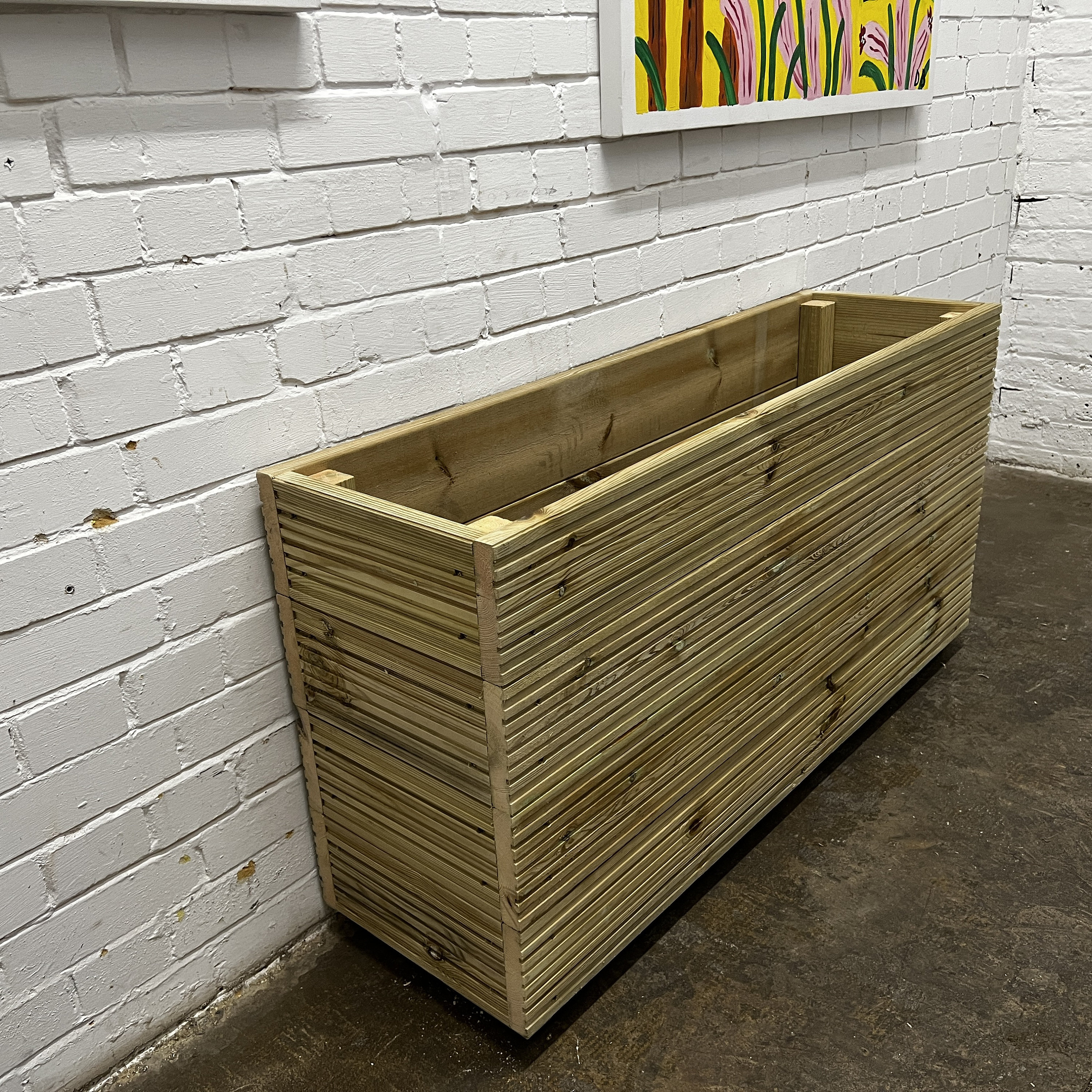 XL Wooden Decking Planter Trough: 120cm Wide, 63cm Tall Herb Box