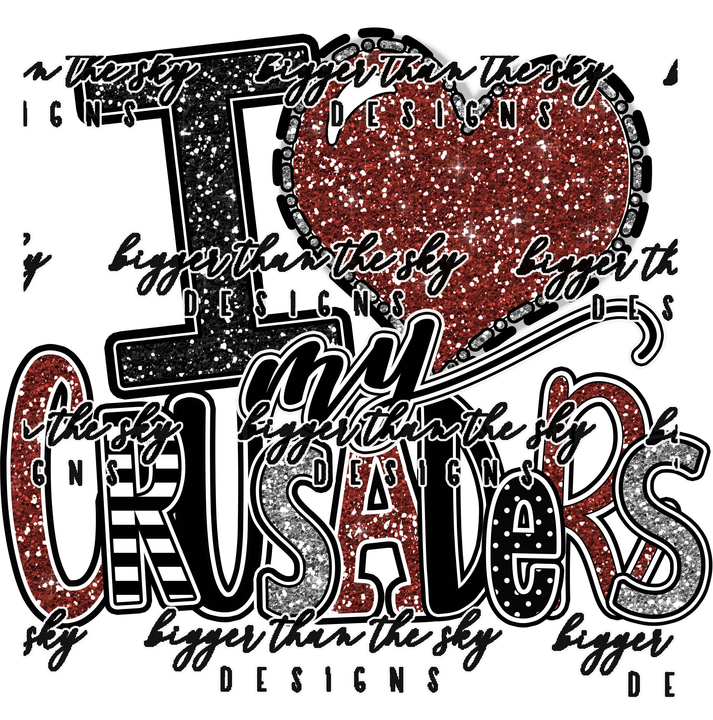 I heart my Crusaders Glitter Maroon Leopard Sublimation PNG Digital Download