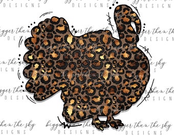 Leopard Print Turkey con detalles PNG Sublimación Descargar