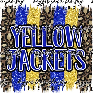 Glitter Stripe YELLOW JACKETS Blue &  Yellow sublimation PNG Digital Download