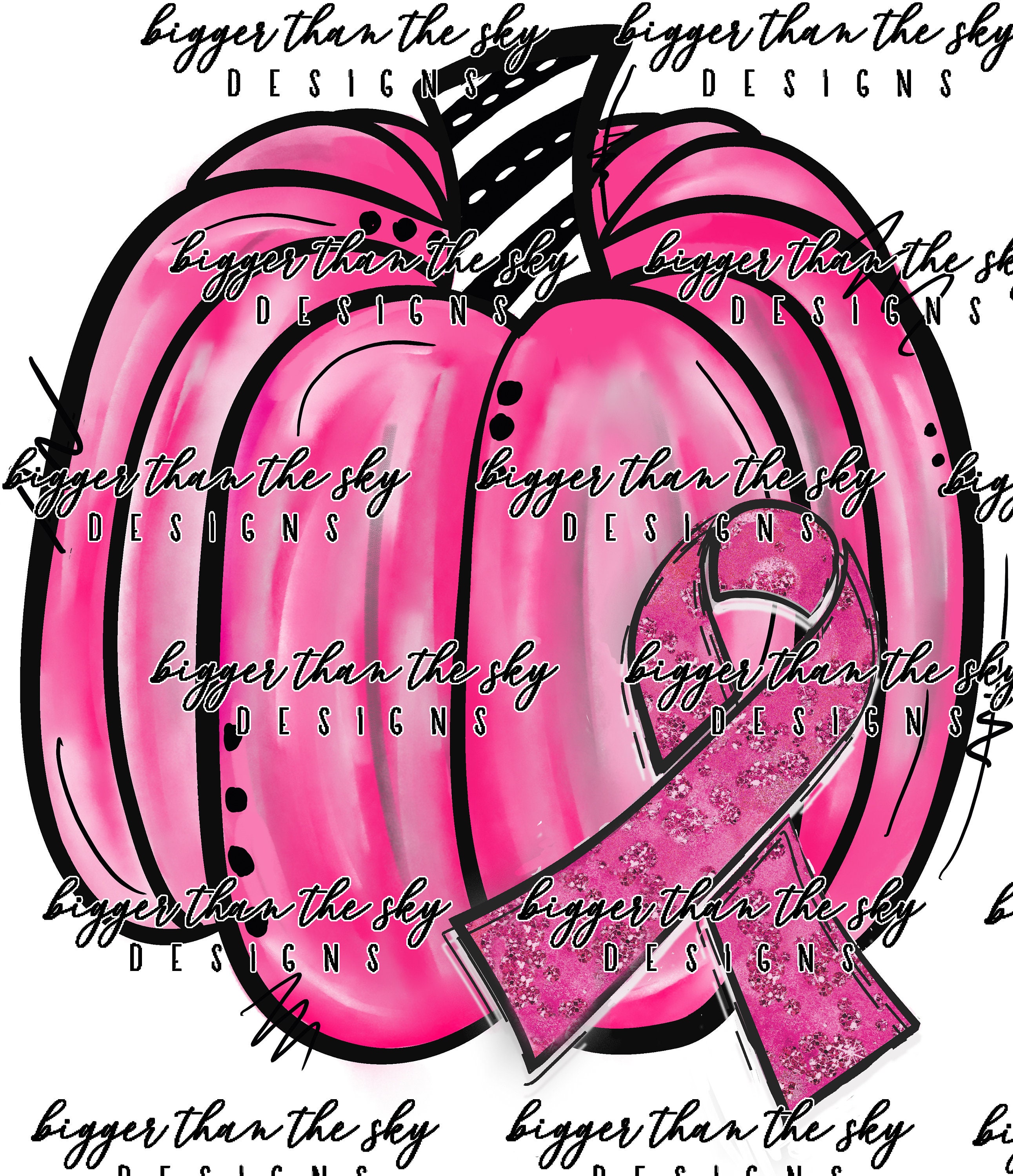 Pink Pumpkin With Breast Cancer Awareness Ribbon PNG Etsy