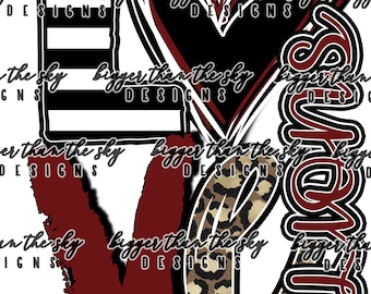 Love LIONS Black & Maroon Leopard sublimation PNG Digital Download