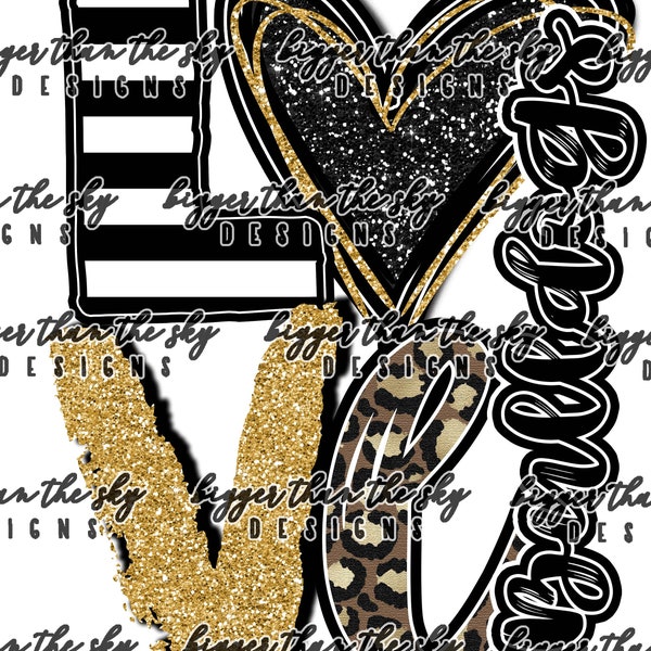 LOVE BULLDOGS Gold & Black sublimation PNG Digital Download