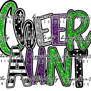 CHEER aunt mamaw purple lime green sublimation PNG Digital Download