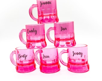 Schnapsglas mit Namen, Schnapspinnchen für JGA am Band zum Umhängen, Shotglas