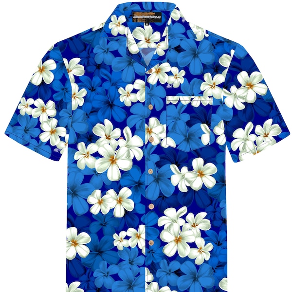 Hawaiihemd / Hawaii Hemd "Classic Blue" für Herren / 100% Baumwolle / Größe S - 8XL / Blüten / blau