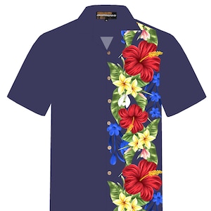 Hawaiian Shirt &quot;Blue Elegance&quot; for men / 100% cotton / size S - 8XL / beach / blue