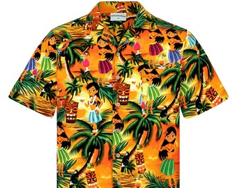Hawaii Hemd Hawaiian Paradise S 6XL Hawaiihemd Hawaihemd Hawaiishirt orange