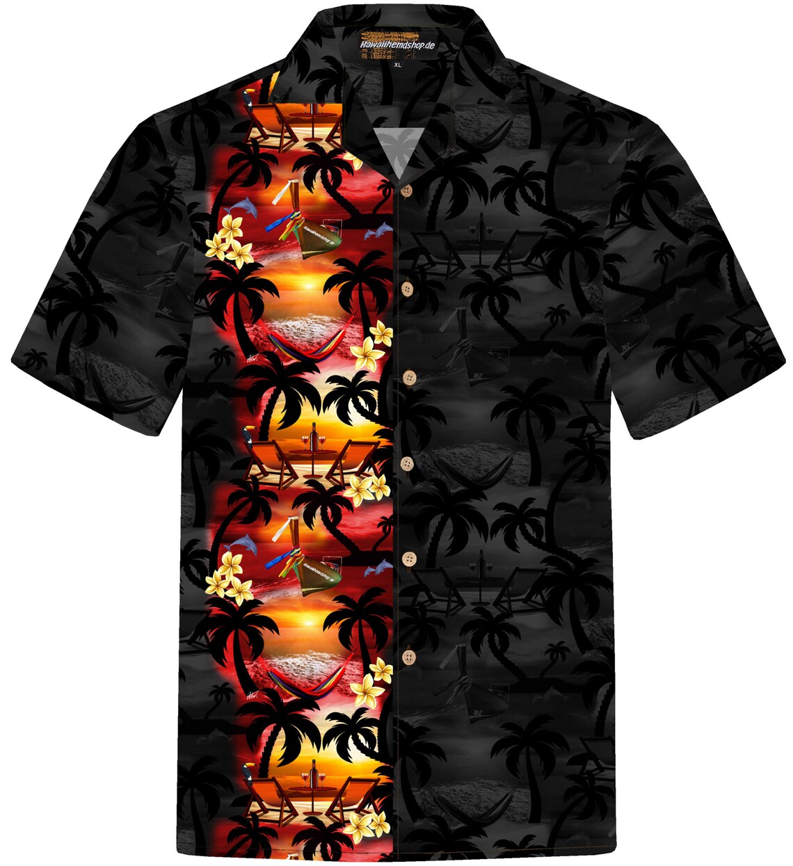 Vintage Hawaii Hemd Schwarz 3XL