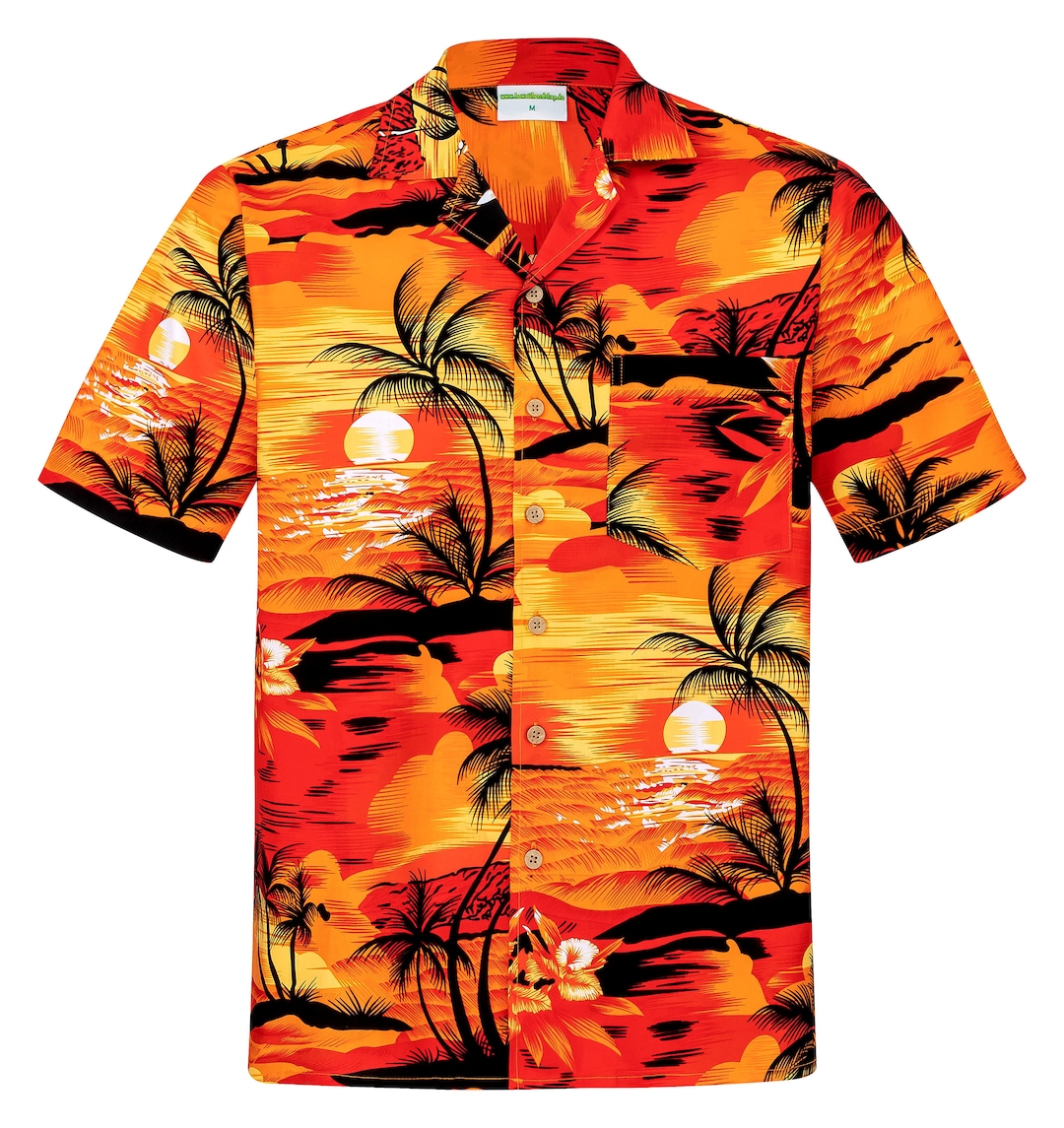 V.H.O. Funky Hawaiian Shirt – Unisex Terivoile, Orange, Machine Washable - View #3