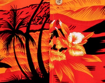 Camicia Hawaiana Uomo Cromoncent – Maniche Corte, Colletto Cubano, Stampa Tropicale Arancione, Taglia XL - 2