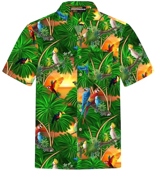 KY's Original Camicia Hawaiana Uomo - Manica Corta, Tasca, Stampa Fiori Blu - Taglie Forti Fino A 8XL