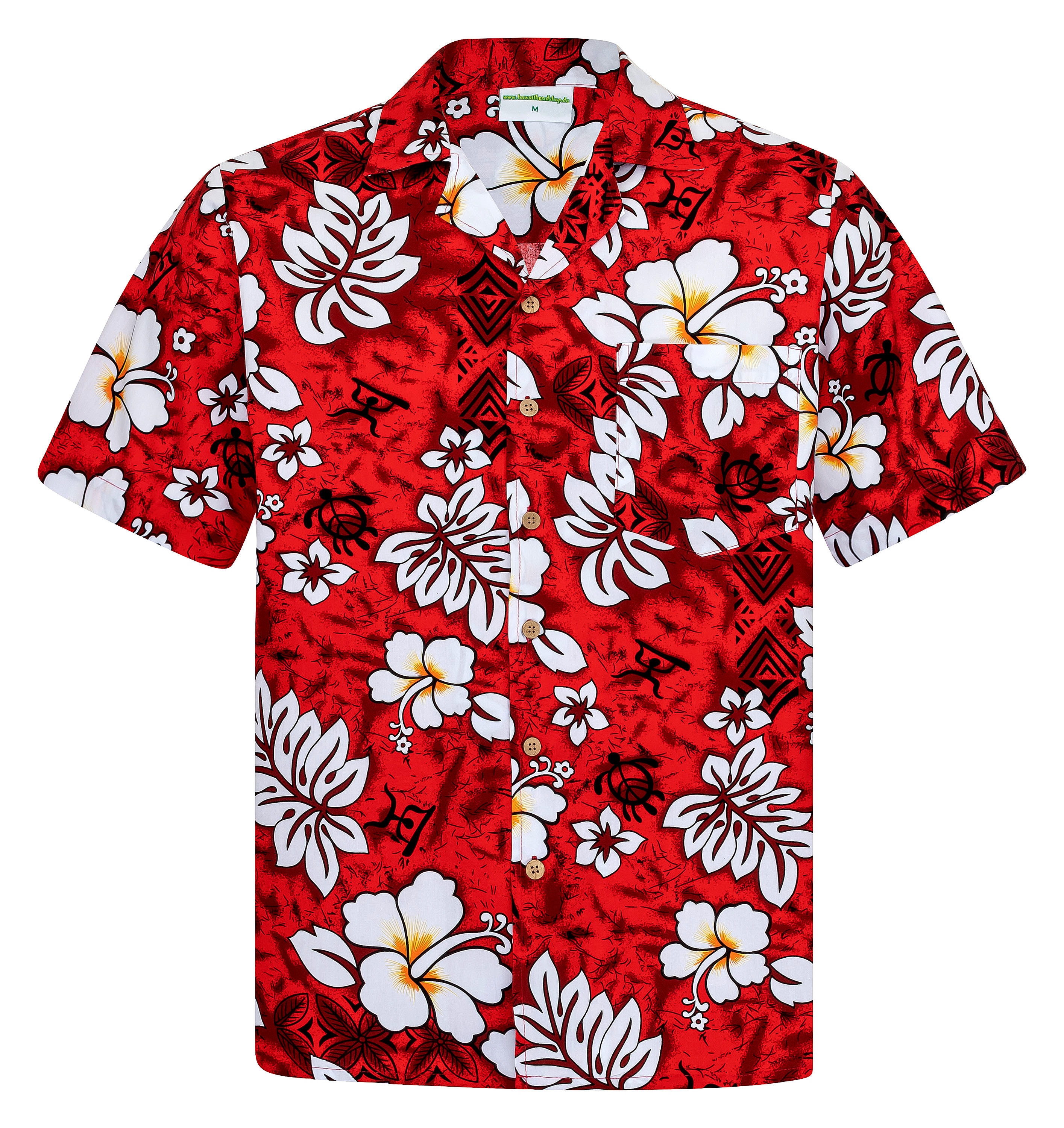 Hawaiian Shirt Classic Flowers red for men / | Etsy