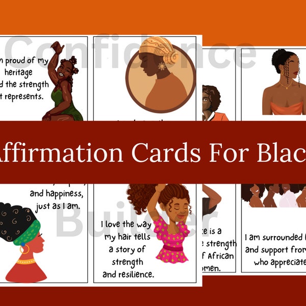 Radiate Confidence and Embrace Your Power: African American Affirmation Cards for Self-Love and Empowerment | Valentine's Day Gift