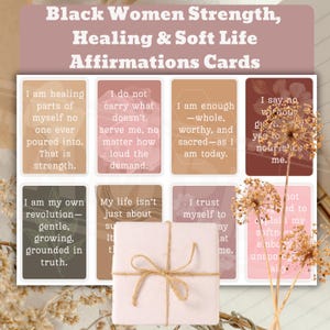 Cartões de Afirmação para Mulheres Negras | 32 Cartões Imprimíveis para Força, Cura e uma Vida Suave | Download Digital A4 | Black Girl Magic - Autocuidado