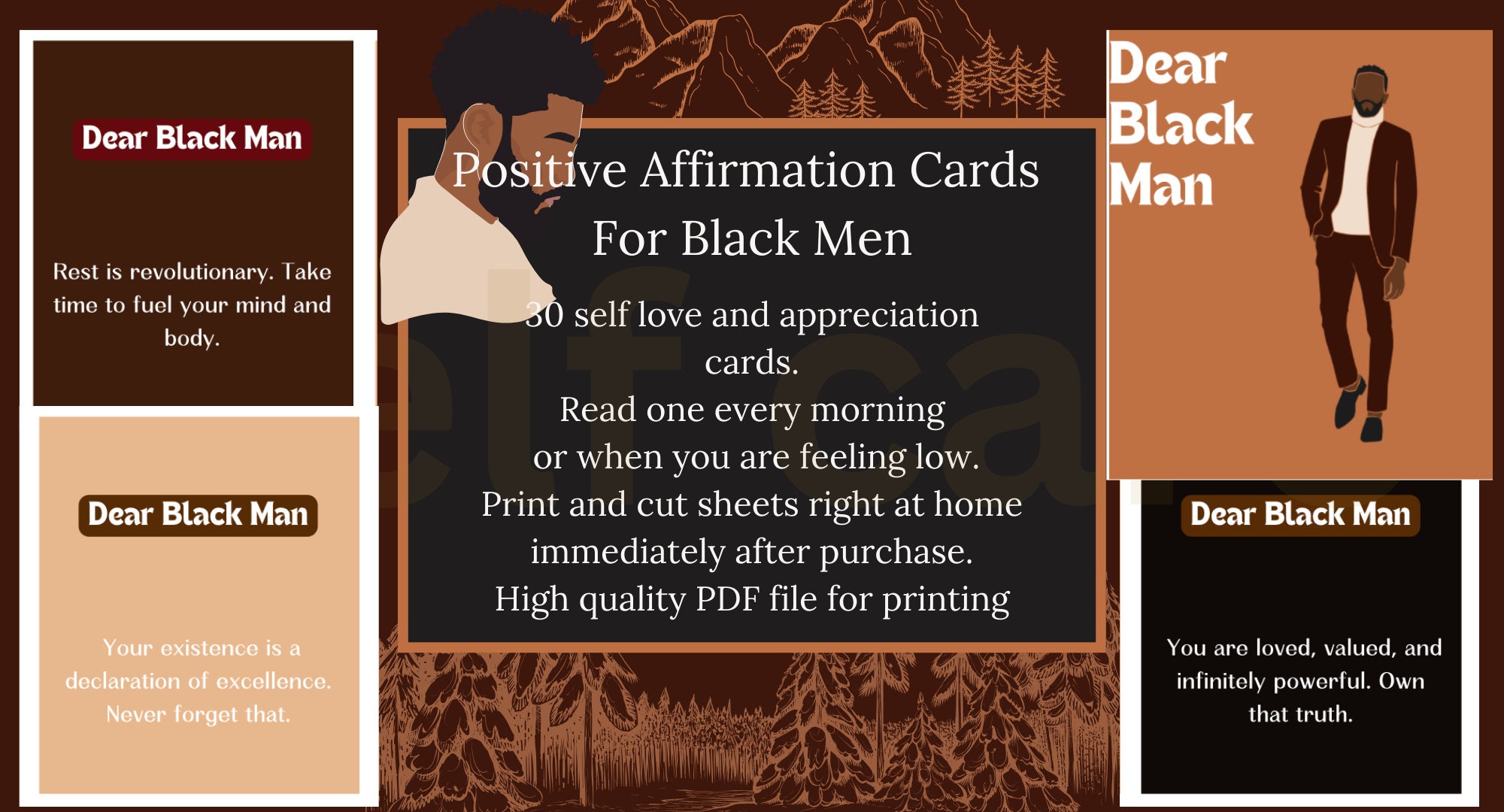 Dear Black Man Affirmation Cards Self Love Gifts for Men Black Men(02)