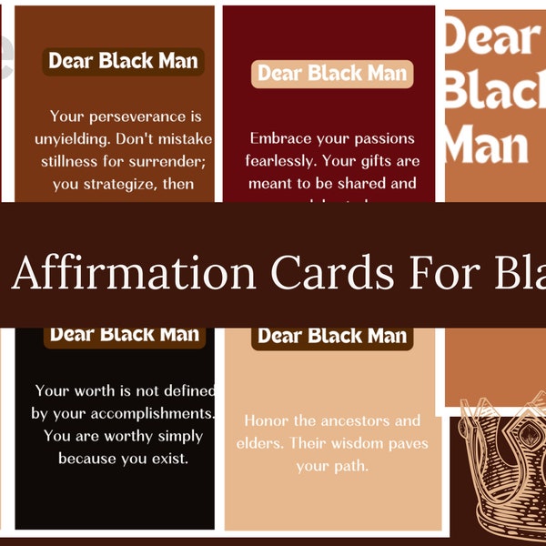 Dear Black Man Affirmation Cards | Self Love Gifts for Men | Black Men Empowerment | Motivation | Black History Month, Birthday, Graduation