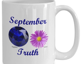 September Birthstone Becher Saphir Aster Wahrheit Geburtstag Geschenk Kaffeebecher