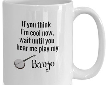 Banjo Coffee Mug Cool Gift for Banjo Players Folk Bluegrass Musicians Stringed Instrument Players