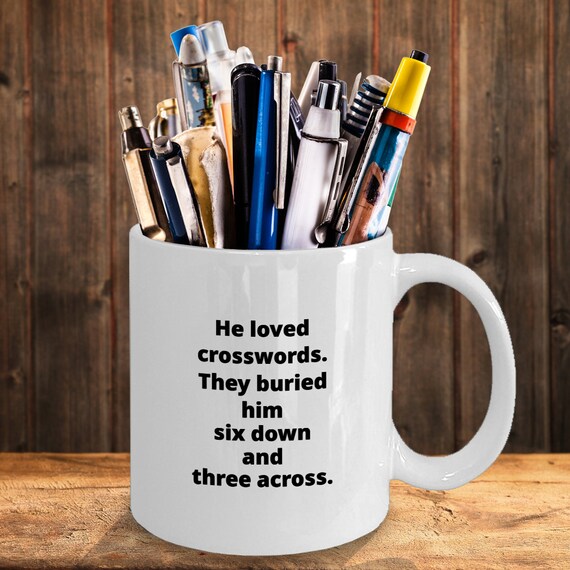 Crossword Mug Funny Coffee Mug For Crossword Puzzle Lovers Pun Etsy