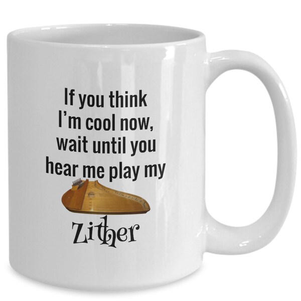 Zither Coffee Mug Cool Gift for Folk Musicians String Instrument Players