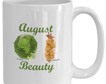 August Birthstone Becher Peridot Gladiolus Schönheit Geburtstag Geschenk Kaffeebecher