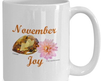 November Birthstone Becher Citrine Chrysantheme Freude Geburtstagsgeschenk Kaffeebecher