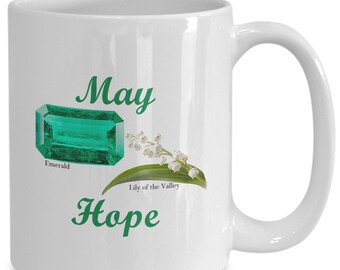 Mai Birthstone Becher Smaragd Lily des Tals Hoffnung Geburtstag Geschenk Kaffeebecher