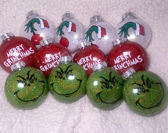 Handmade Grinch Ornaments | Grinch Ornament | Christmas Ornaments | Handmade | Disc Ornament