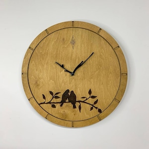 Birds on a branch wall clock, Modern wall clock for beloved family, Gift for lovers, Wedding gift, Wooden wall clock, Silent wood wall clock