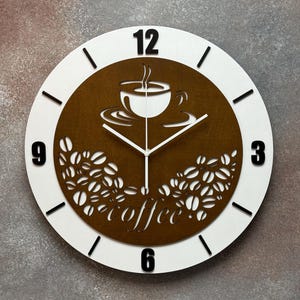 Rustic Coffee Bean Wooden Clock, Minimalist Kitchen Wall Decor, Handmade Eco-Friendly Gift,Coffee Bean Design, Kitchen Natural Wood Gift