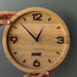 Solid Oak Wall Clock | Modern Wooden Clock | Minimalist Natural Wood Home Decor | Scandinavian Style | Handmade Gift for Home | Gift home