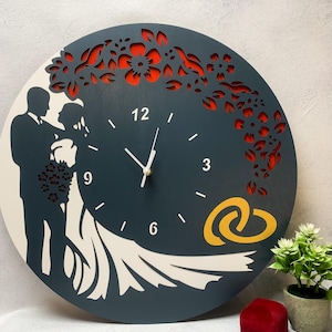 Wedding wall clock, Anniversary wall clock, Couple clock, Personalized clock, Anniversary gifts for couples 1 year, Engraved clock