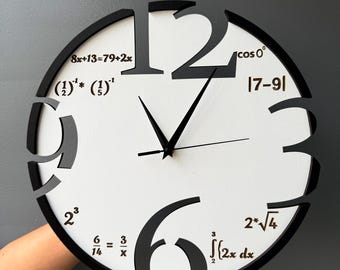 Zegar ścienny z motywem matematycznym – wyjątkowy prezent dla nauczycieli, miłośników matematyki, dekoracja sali lekcyjnej, nowoczesny zegar dla geeków, zabawna sztuka ścienna z równaniami matematycznymi