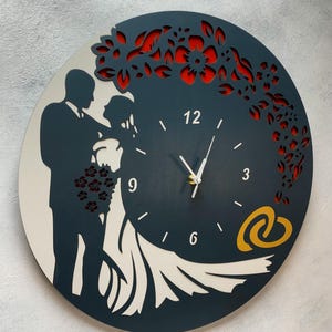 Personalized Wedding Wooden Engraved Clock| Couples Anniversary Clock| Family Name Clock| Wedding Engagement Unique Gift| Gift for newlyweds