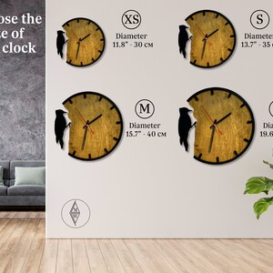 Bird Wall Clock, Unique Wall Clock, Wooden wall clock, Silent Oversize Clock, Housewarming Gift Bird Theme, Wood Clocks for Wall Unique image 6