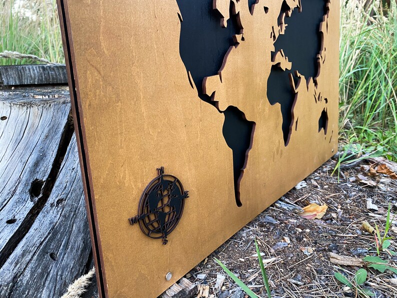 Map of the World Office Decor Wooden Map of the World on the Etsy