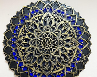 RGB LED Mandala Wall Art: Color Changing Wooden Night Lamp