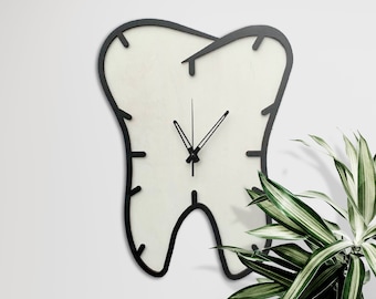 Personalized Wooden Tooth Clock: Dentist Office Decor
