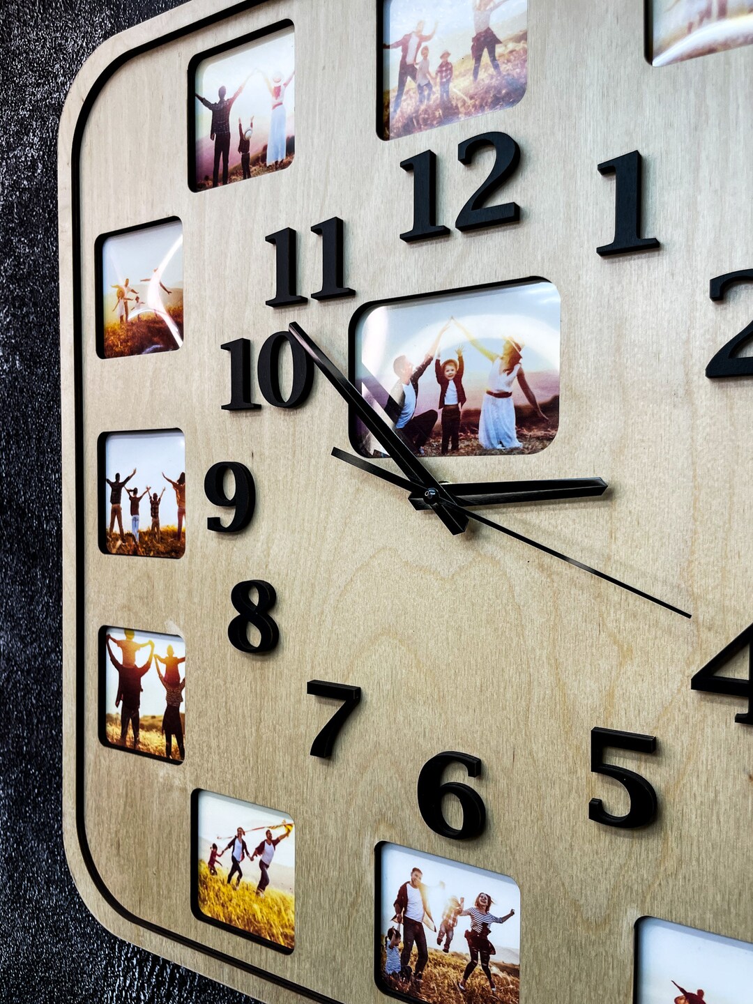 Custom Photo Wooden Wall Clock: Personalized Family Gift, Christmas ...