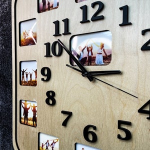 Custom Photo Wooden Wall Clock: Personalized Family Gift