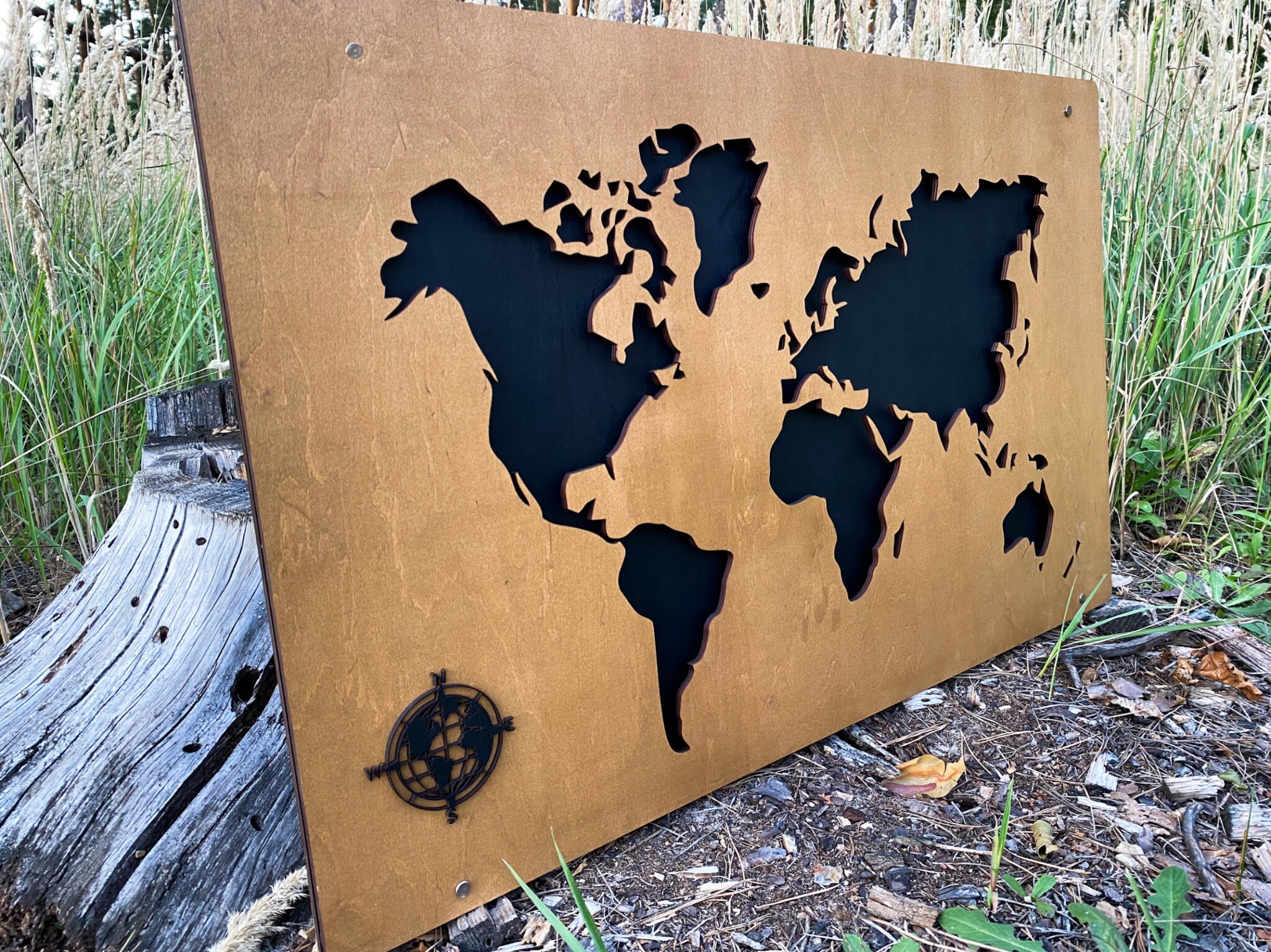 Map of the World Office Decor Wooden Map of the World on the Etsy