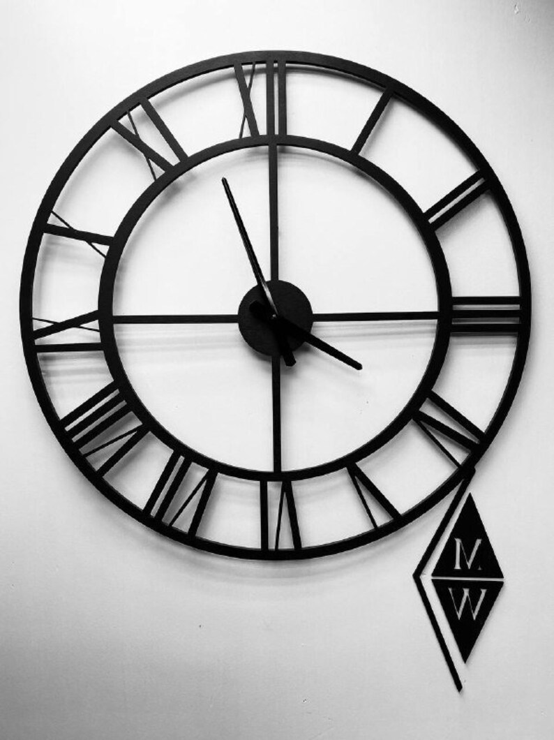 Minimalist Large Wall Clock Black Round Large Wall Clock Etsy